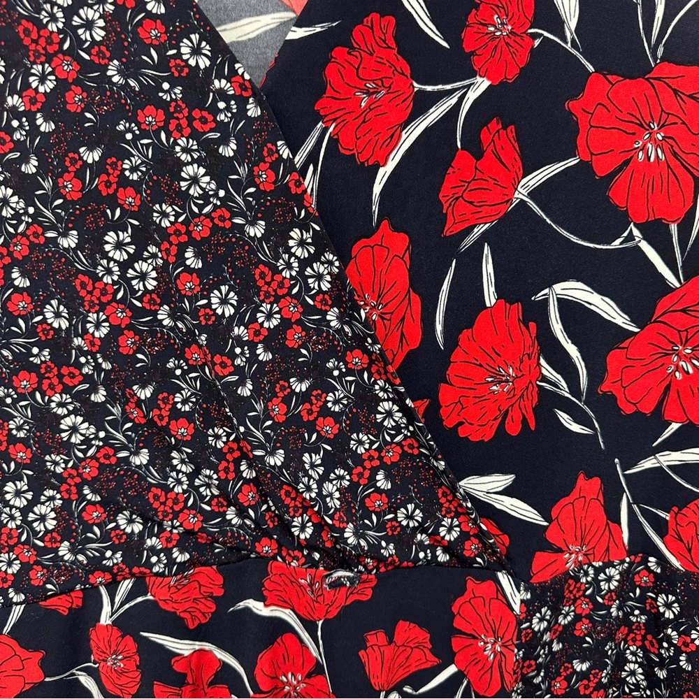 J Jason WU Top plus sz 2X blue red floral Peplum Sleeveless Stretch wais… - Picture 4 of 10